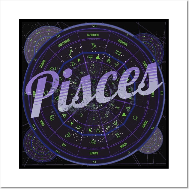 Pisces Zodiac Astrology Wall Art by Aurora X